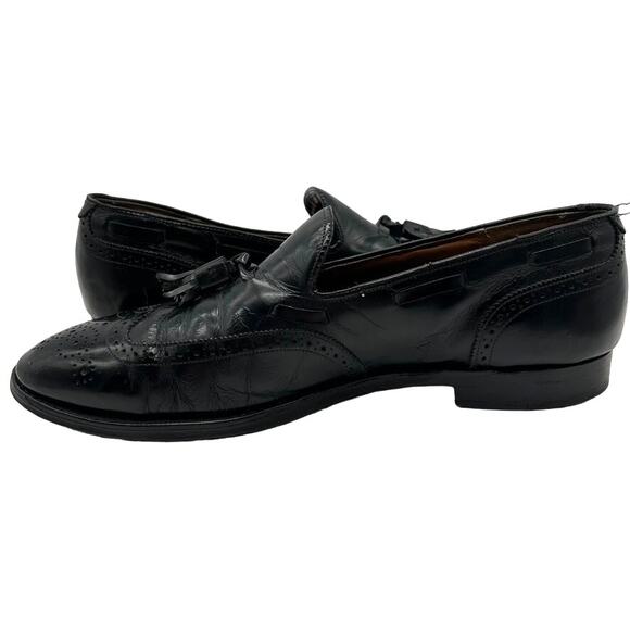 Allen Edmonds Manchester Black Leather Wingtip Tassel Loafer Men 10.5 USA Made main image 4